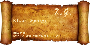 Klauz György névjegykártya